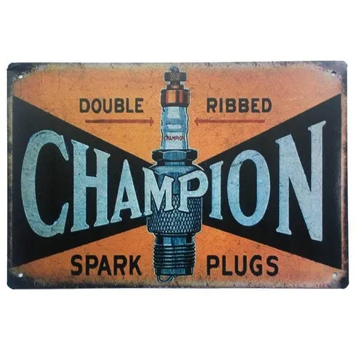 Spark Plugs Tin Sign Double Ribbed Bar Shed Garage Man Cave 30cm x 20cm --Tin Sign
