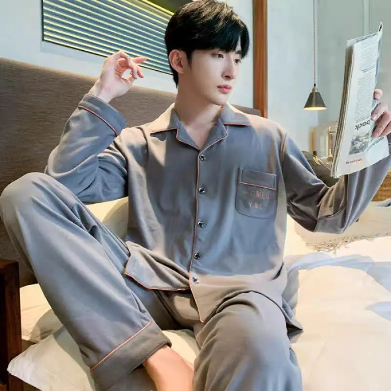 ملابس للرجال Y2K ملابس بيجامات رداء حمام بيجامات رجالية موضة غير رسمية نمط طويل رداء الفانيلا ملابس جديدة للربيع والخريف #3