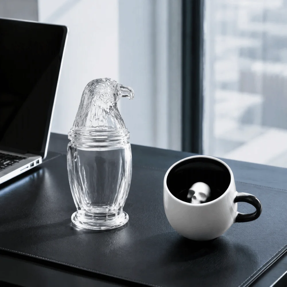 1000/400ml Large Capacity Eagle Shaped Glass Cup Whiskey Glass 3D Stereo 3D Eagle Drinking Glass Novelty Design