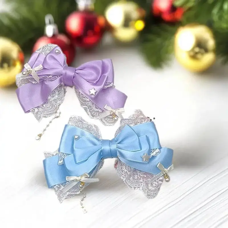 لوليتا الحلو بنات كبير الوردي القوس مشبك شعر لؤلؤة مفصلة KC الأميرة أغطية الرأس HP01 #2