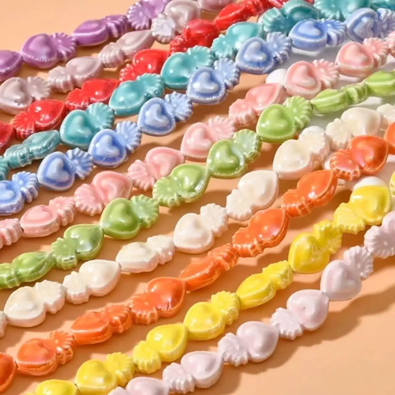 10pcs 10X16mm Small Torch Heart Shape Ceramic Beads DIY Charms Bead for Jewelry Making Bracelet Necklace Accessories