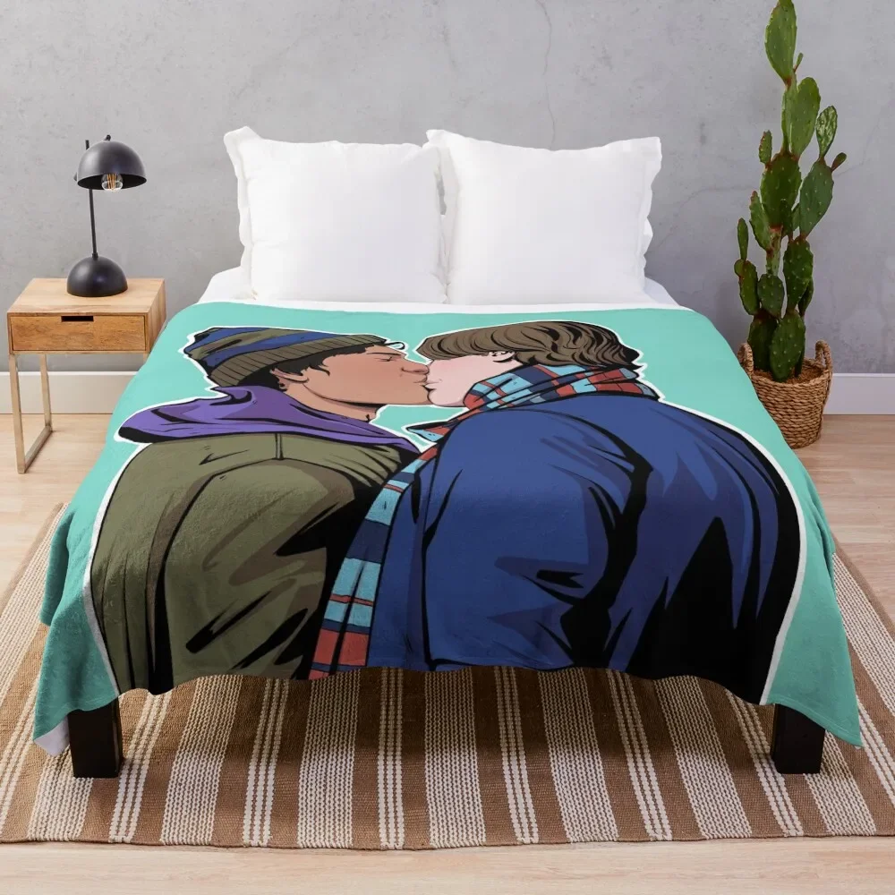

Wilhelm and Simon kissing Young Royals fanart Throw Blanket Modern Design Soft Blanket for Home Decor