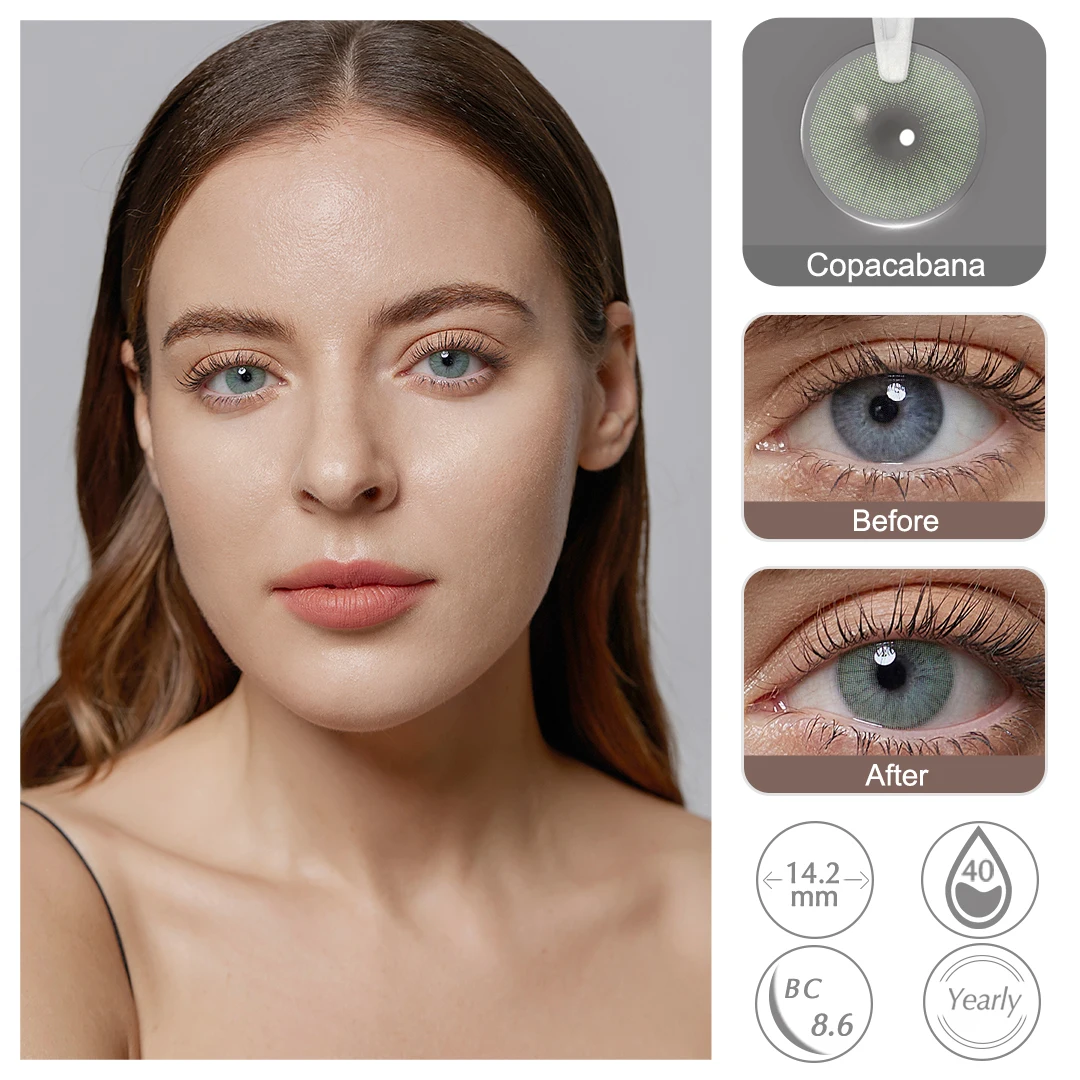 FRESHGO 14.2mm Yearly Copacabana/Buzios Natural Colored Contact Lenses For Eyes High Quality Fit For Daily Wear Gentle/Beauty