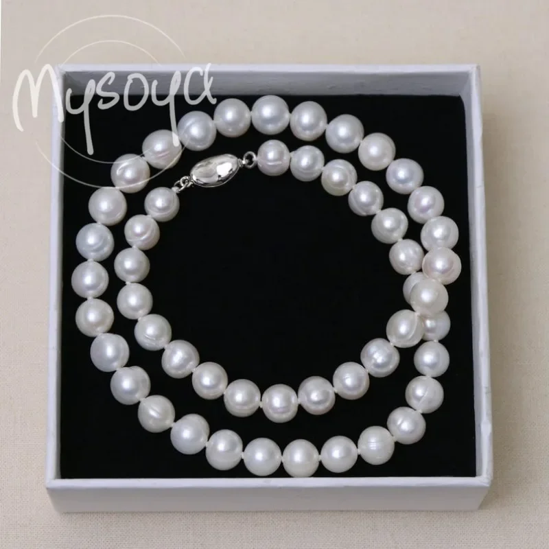 

MYSOYA 8-9mm Freshwater Pearl Necklace Bridal Pearl Necklace With Gift Box For Her/Him Birthday/Wedding/Christmas/New Year Gift