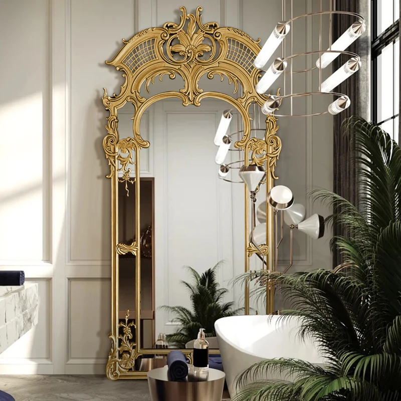 Living Room Mirrors Full Body Gothic Espejo Room Decoration Art Irregular Gold Mirror Large Modern Hall Floor Aesthetic House
