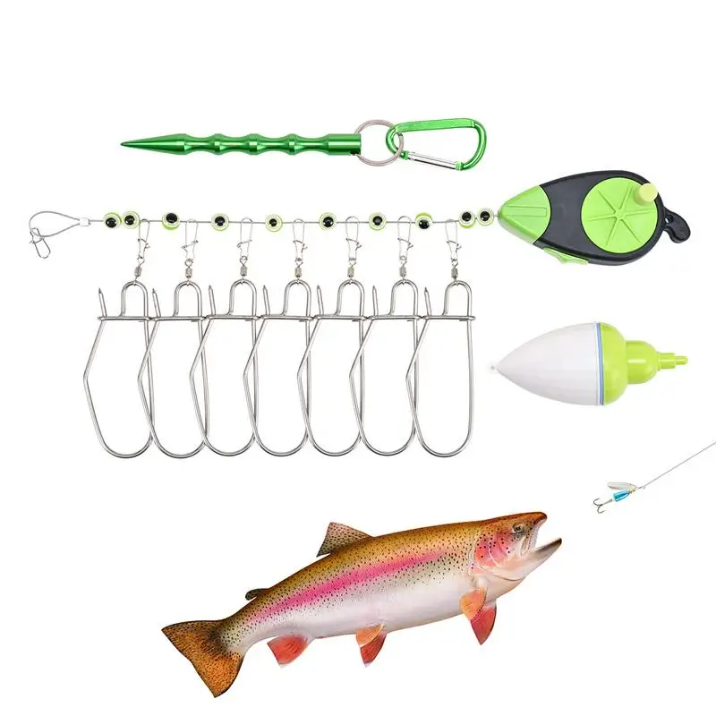 Fish Stringer With Clips Fish Stringer Clip Secure Fish Stringer Clip Easy-to-Use Snaps Adjustable Length For Bass