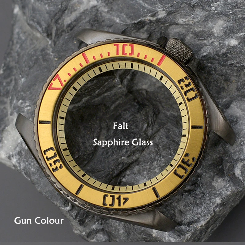 Gun Colour Men's Watch Case And Bracelet Fit NH34 NH35 NH36 Automatic Movement Sapphire Glass 200M Waterproof SKX007 SKX009Case view 2