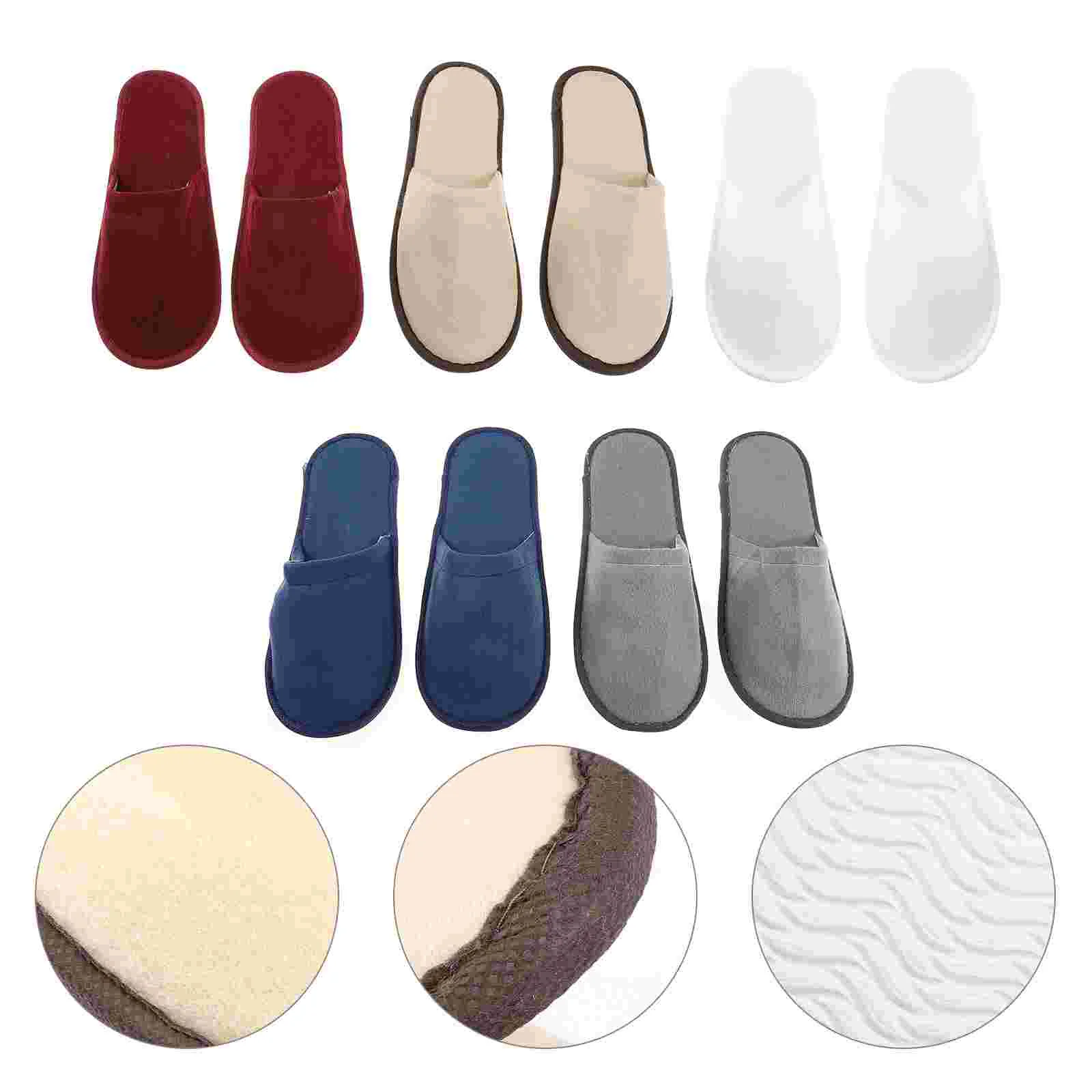 

5 Pairs Disposable Slippers Kitchen One-off Multicolor Bedroom Hotel Guest Shoes Living Eva Footwear Salon