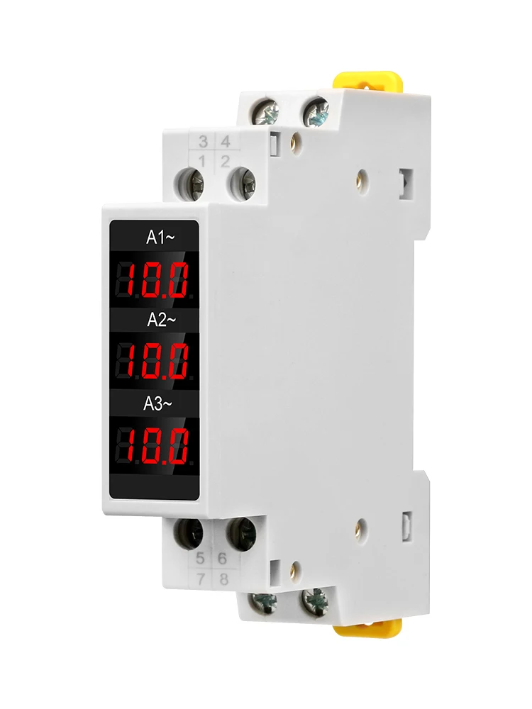 SDM010A 35mm Din AC 80-500V Rail Type Three-phase Ammeter LED Digital Display Amperemeter 1-100A