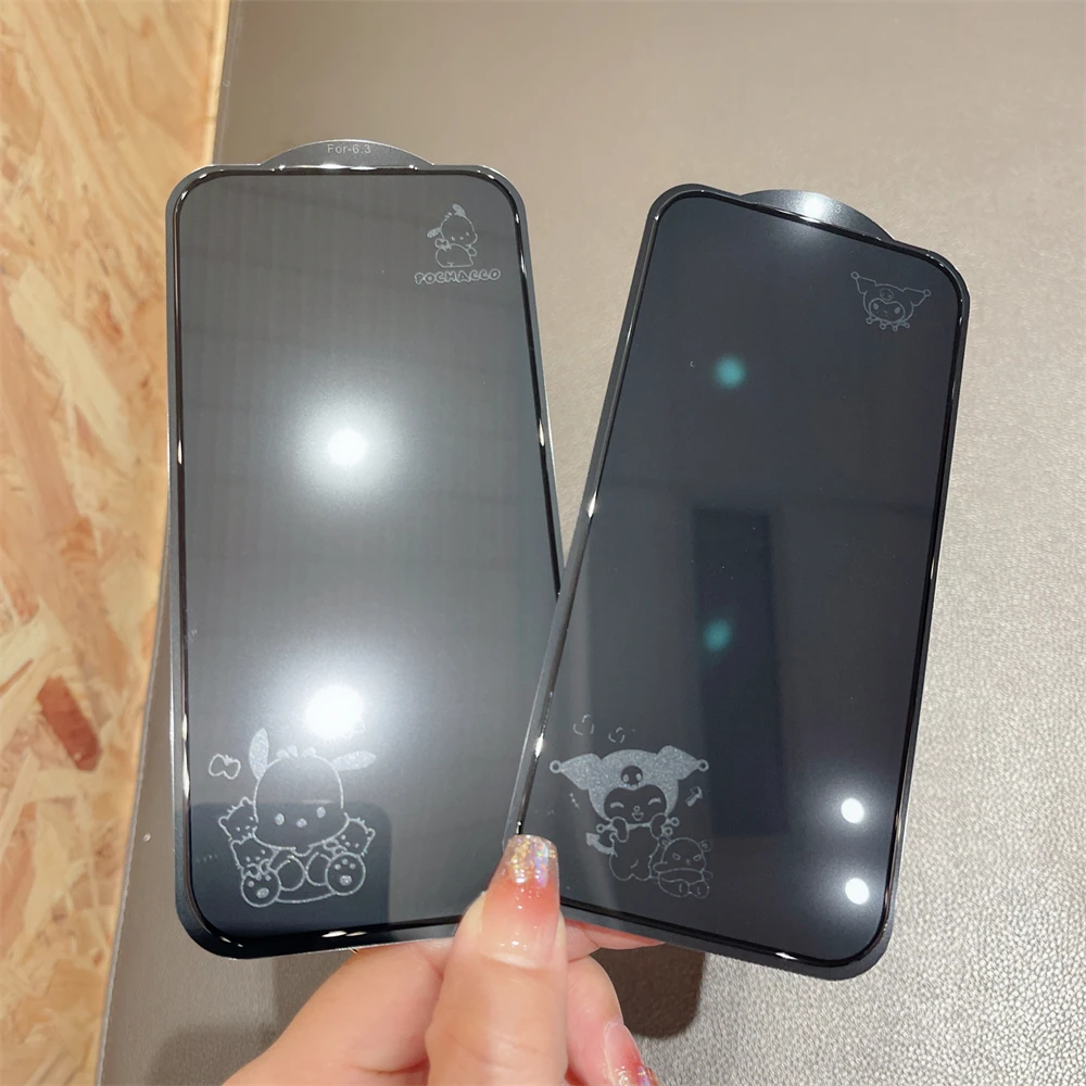 Pochacco Kuromi واقي شاشة كامل لهاتف iPhone 17 16 15 14 13 Pro Max 15 Plus 14Plus طبقة غير مرئية من الزجاج المقسى