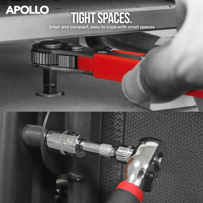Apollo 1/4" Drive Quick-Release Ratchet & Bit Set, Cr-V Steel w/ Phillips/Slotted Screwdrivers for Auto Repair & Hand Tools