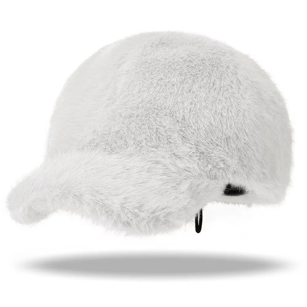 

Fashion Luxury Baseball Hat Thickened Solid Color Faux Fur Cap Fluffy Adjustable Hat Winter Outdoor Wear