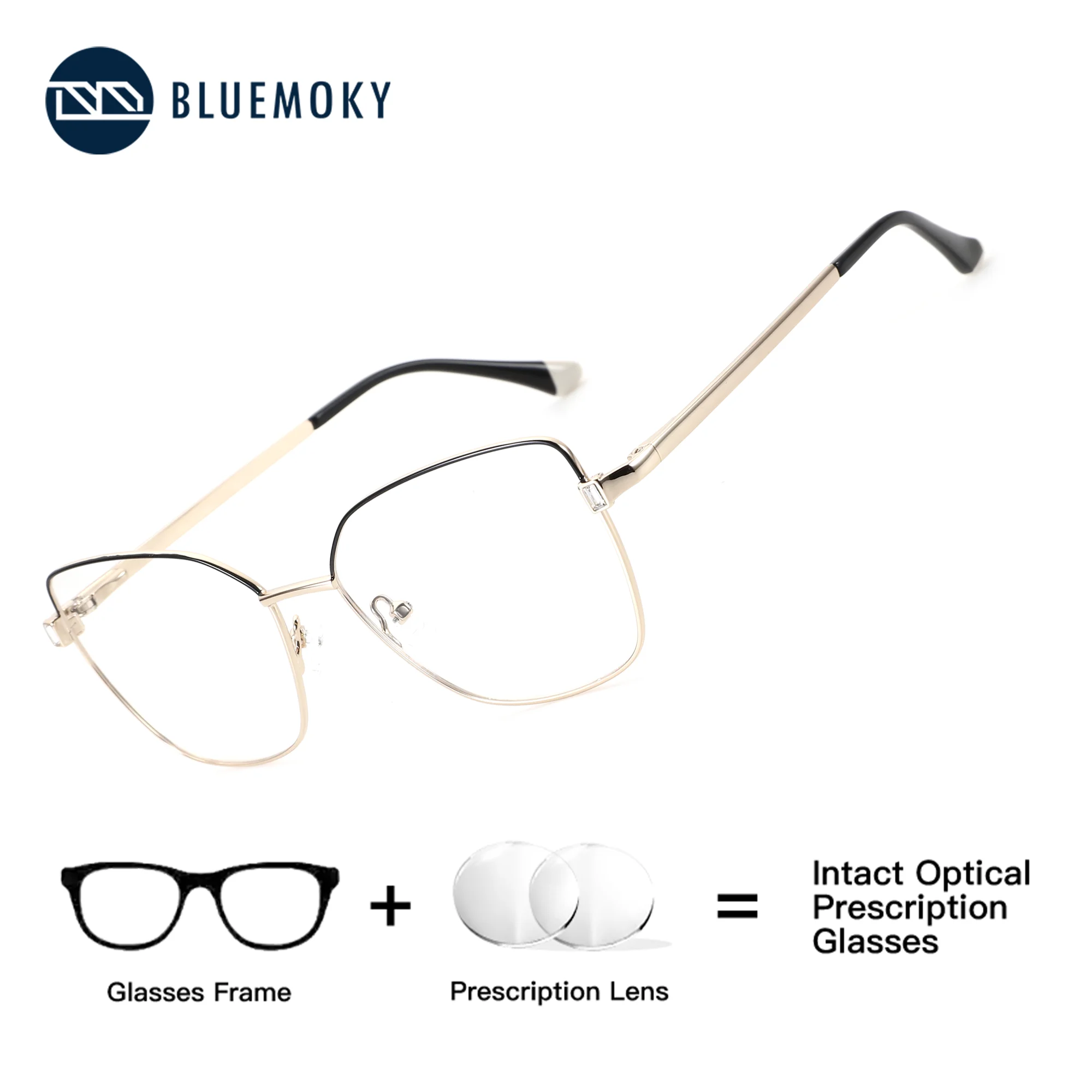 

BLUEMOKY Butterfly Metal Prescription Glasses for Women Anti Blue Light Photochromic Multifocal Myopia Optical Eyewear