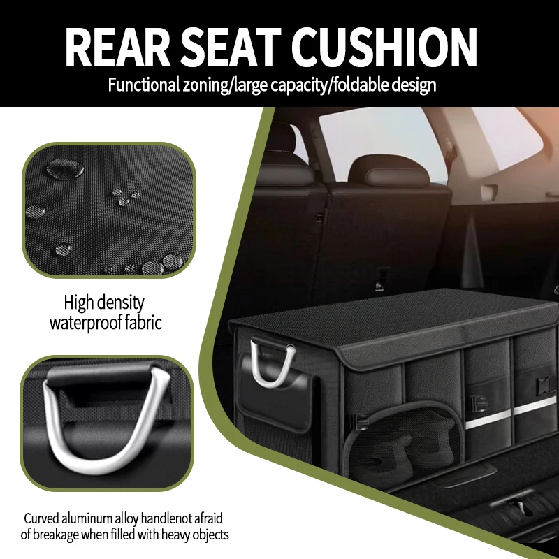 Foldable Trunk Storage Box Waterproof Oxford Cloth 110L Large-Capacity Car Organizer for Camping/Fishing Easy to Carry