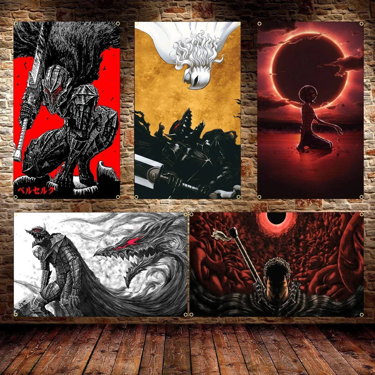 FLAGDOM 90X150CM Anime Berserk Flag Tapestry Vintage Home Room Bar Cafe Aesthetic Art Wall Decor Painting For Decor