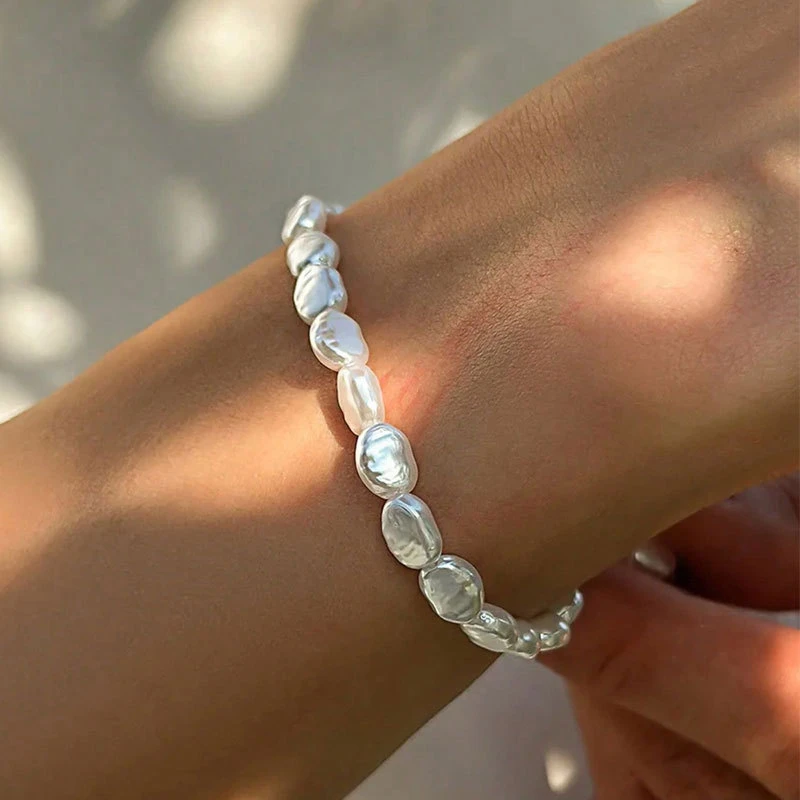 bracelet simple Pearl Chain Bracelet Necklace Men Women Handmade Classic Chain Beads Bracelet for Men Jewelry Set