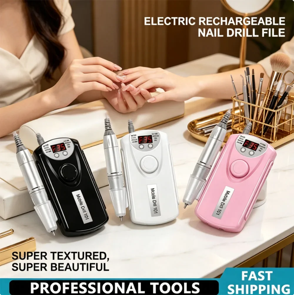 

Low Noise Professional Nail Drill, 35000RPM Rechargeable Electric Nail Sander Polisher for Manicure Use