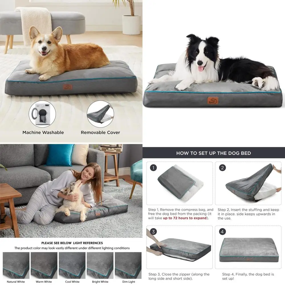 

Большая моющаяся лежанка для собак – 3 слоя, до 36 кг, серая, со съемным чехлом для легкой чистки