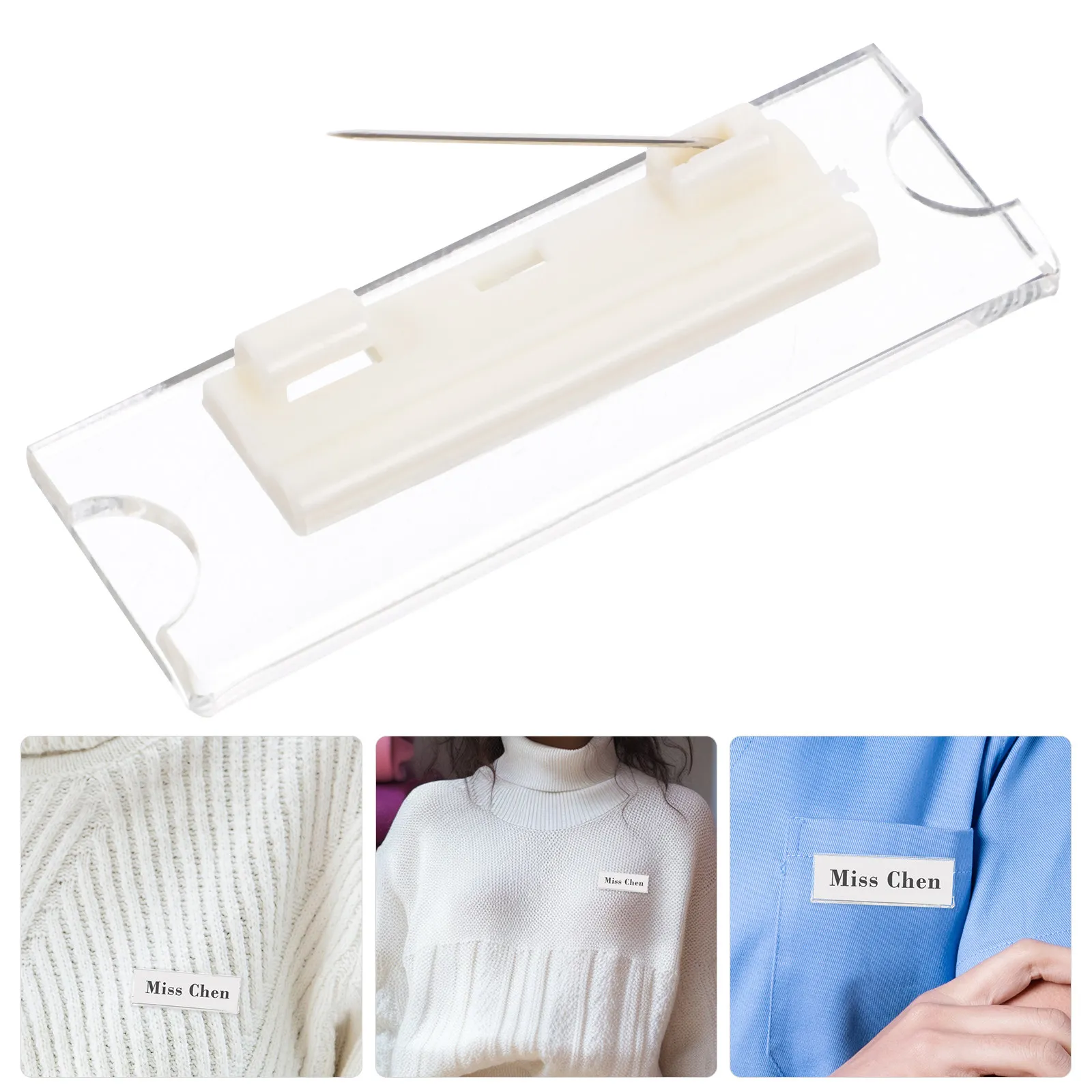 

10Pcs Slim Lightweight Acrylic Iron Name Badge Holders Space Saving Transparent Id Card Holders for Office School Hotel Uniform