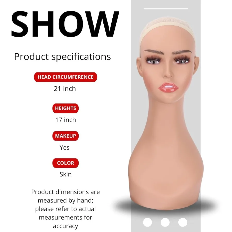رأس عارضة أزياء أنثى بالحجم الطبيعي مع كتف للشعر المستعار وقبعات النظارات الشمسية عرض المجوهرات في لون البشرة الواقعية بارتفاع 17 بوصة