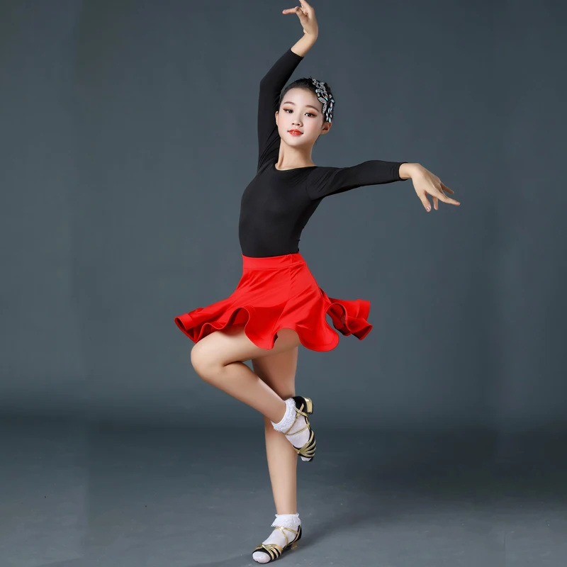 Children's Latin Dance Costume Dance Skirt Training Costume Performance Competition Girls' Spring and Autumn Latin Costume