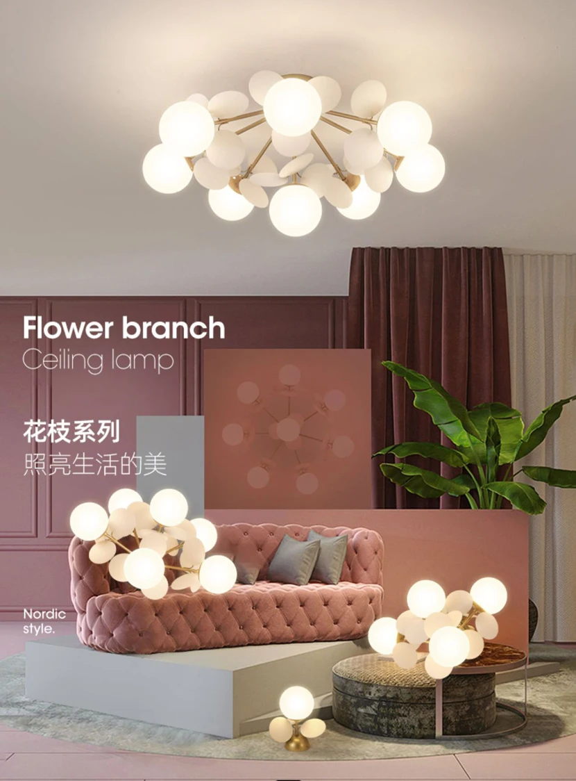 Latest design LED ceiling light, children's room, dining room, hallway, bedroom lighting, iron sheet glass ball colored pendant