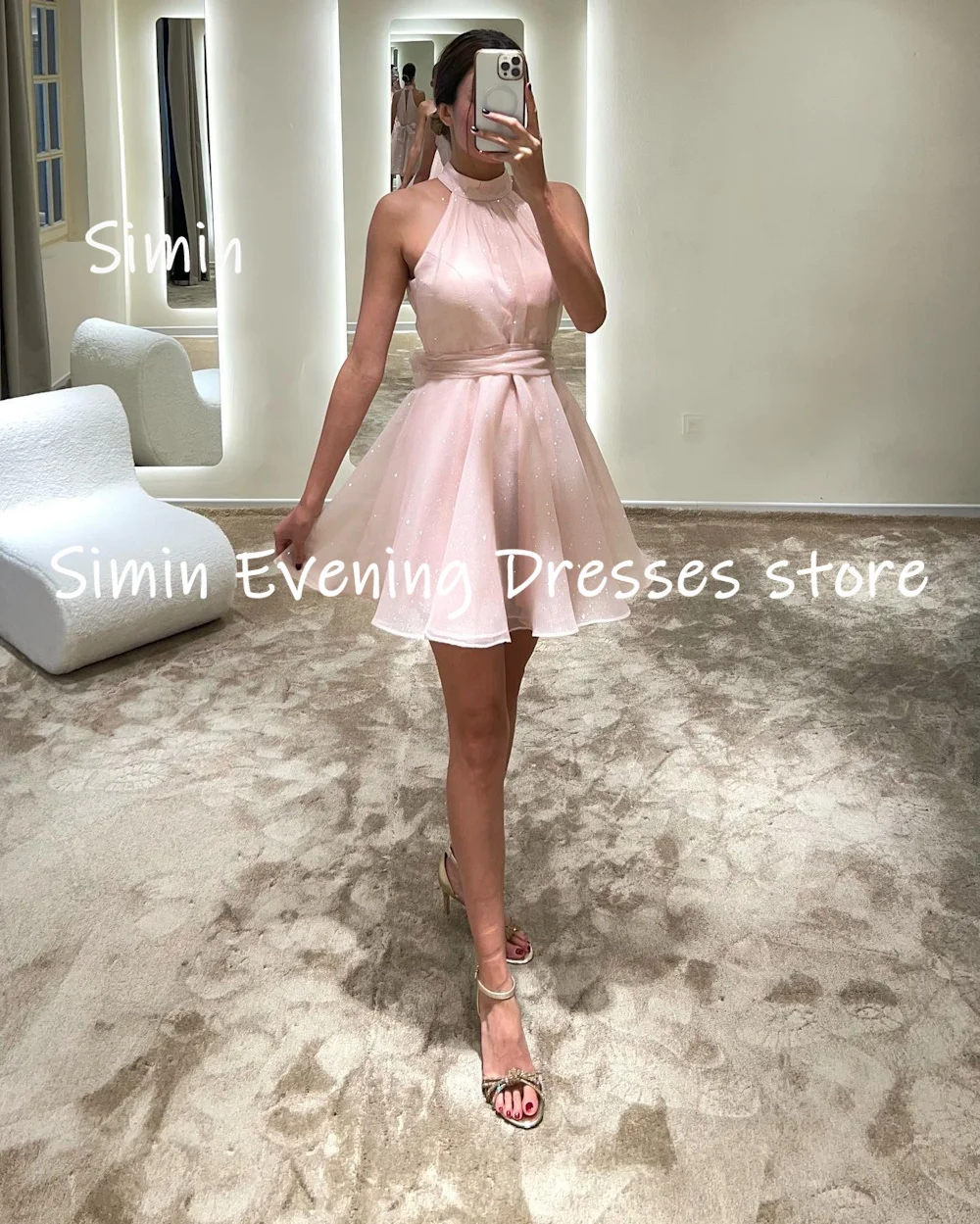 Simin Tulle A-line Short Scoop Neckline Ruffle Populer Formal Prom Gown Knee-length Evening Elegant Party dresses for women 2023