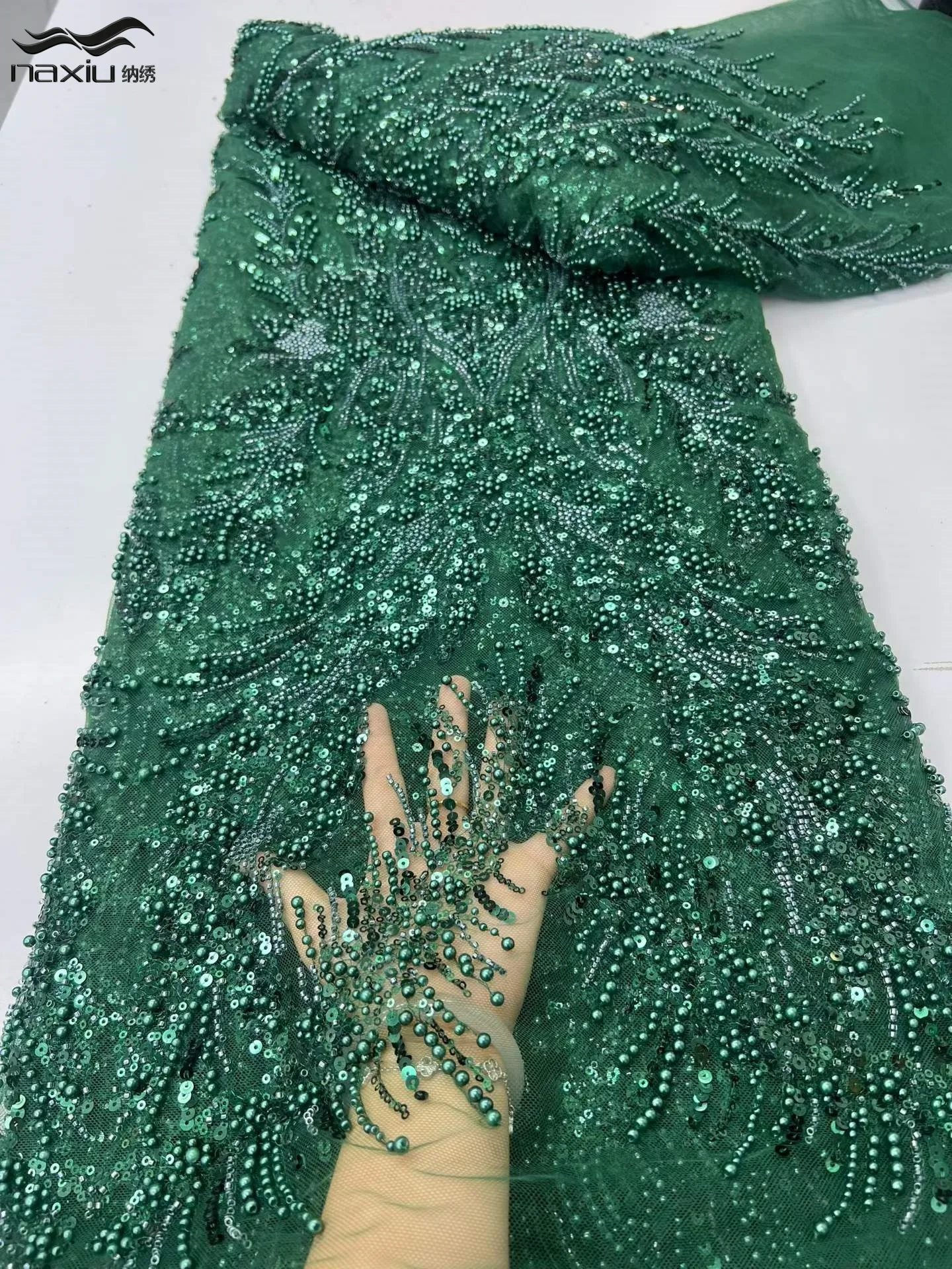 

Madison African Groom Beaded Lace Fabric 2026 High-Quality Nigerian Sequin Lace Fabric Suitable for Women's Party Evening Gowns