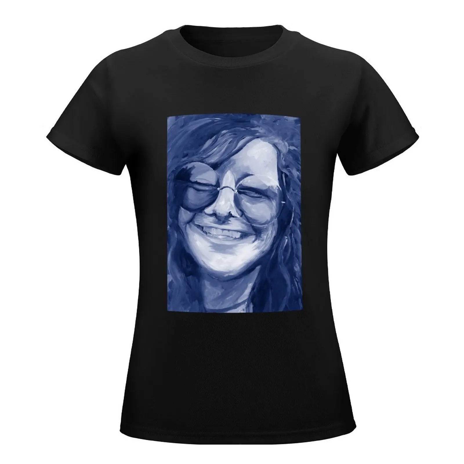 Janis Joplin Blue T-Shirt female animal print shirt for girls hippie clothes Women's t-shirt