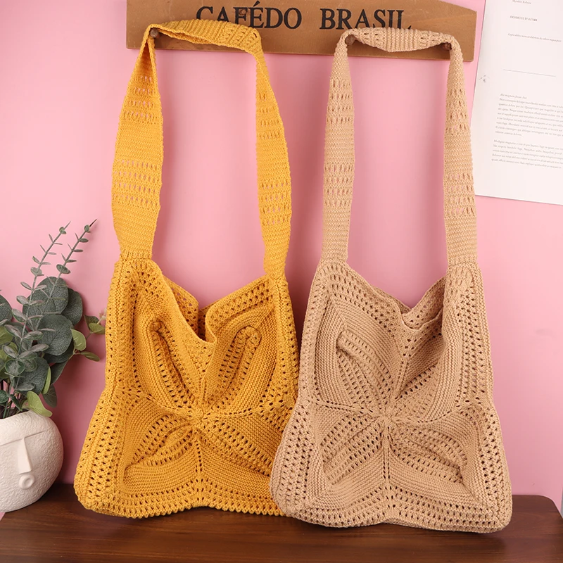 

Hollow Out Large Capacity Polyester Woven Shoulder Bags Solid Beachwomen's Bags Versatile Commuting Women's Handbags