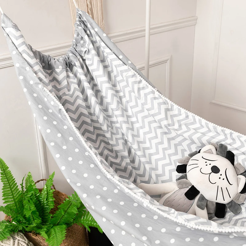 Kids Cotton Hammock Hanging Swing Bed for Indoor Outdoor Garden Patio Park Porch