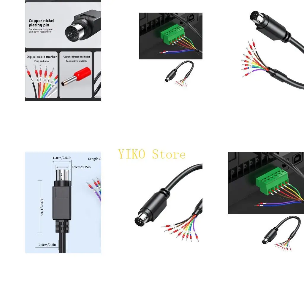 K32C 6/8Pin Male Header Cable with Printed Number Wire End Connecter Adapter for RS232/RS422/RS485 Communication Cable