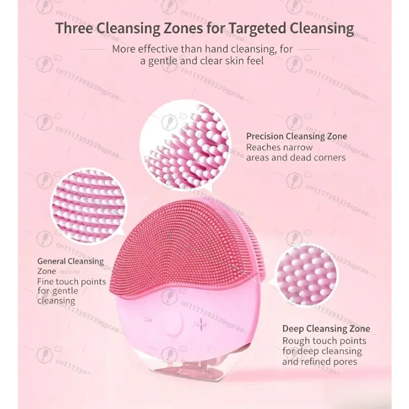2Pcs Rechargeable Silicone Facial Cleansing Brush Adjustable Vibration Soft Skin‑Friendly Face Massager Home Travel Skincare