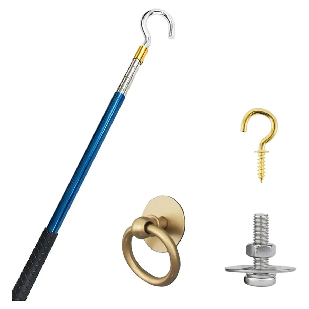 A1696K Attic Ladder Pull Down Stair System Parts,Attic Door Pull Down Hook Cord Rope with Handle Hook Cord Kit Rope Replacement