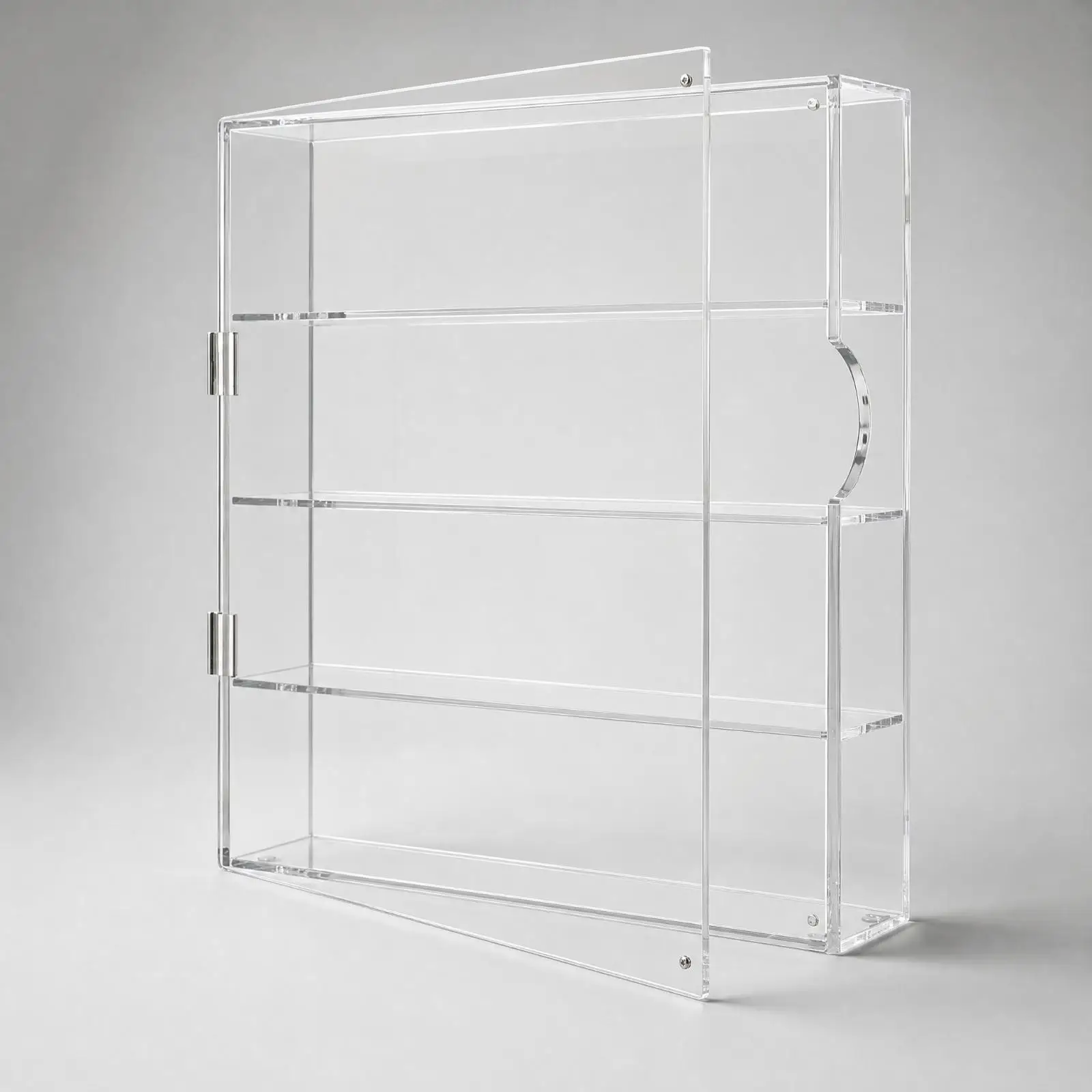 Acrylic Display Cabinet Transparent Showcase with Door for Collectibles Wall Mounted Four Tier Shelving