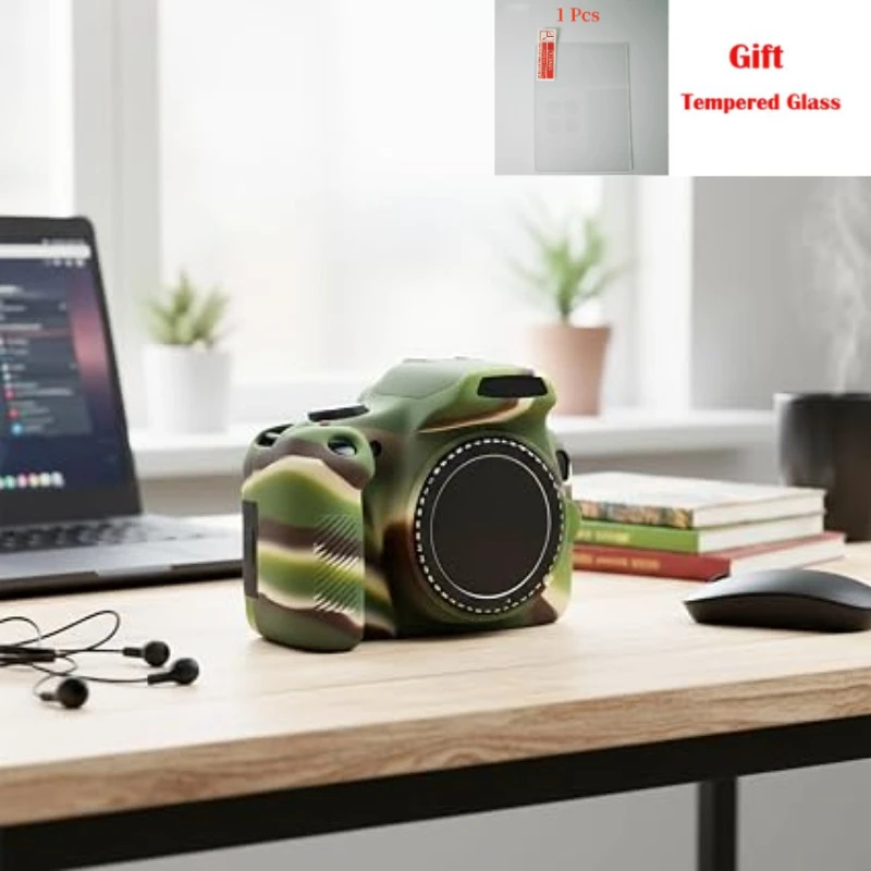 Camera Case Silicone Case For Canon EOS 1300D 1500D 2000D Camera Protection Soft Case cover +1PCS Free Tempered Film