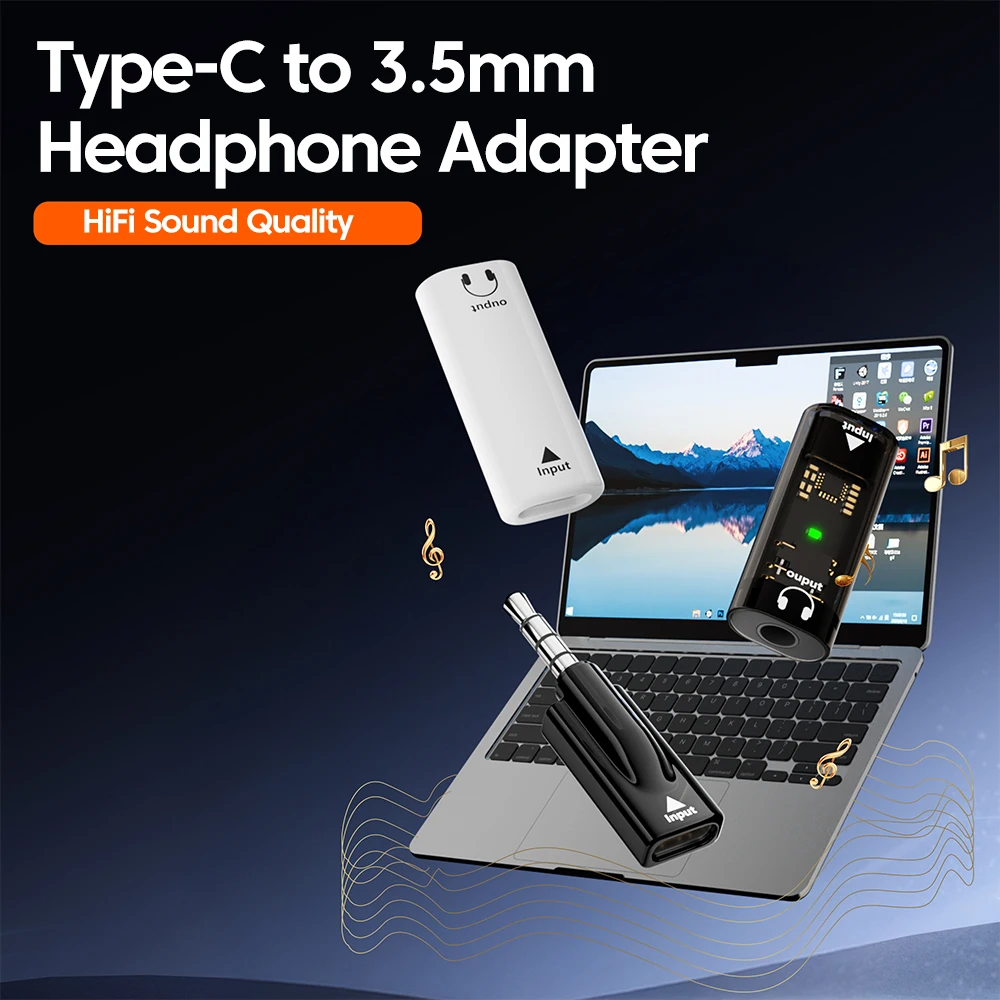Type-C Audio Adapter Type-C Female to 3.5mm Headphones Connector For iPhone 15-17 Xiaomi Samsung Huawei Oneplus Cellphone Tablet