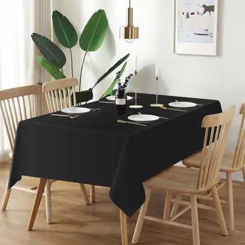 Solid Black Conference Banquet Hotel Dining Table Exhibition Advertising Tablecloth Office Table Cloth Art Rectangular Tableclot