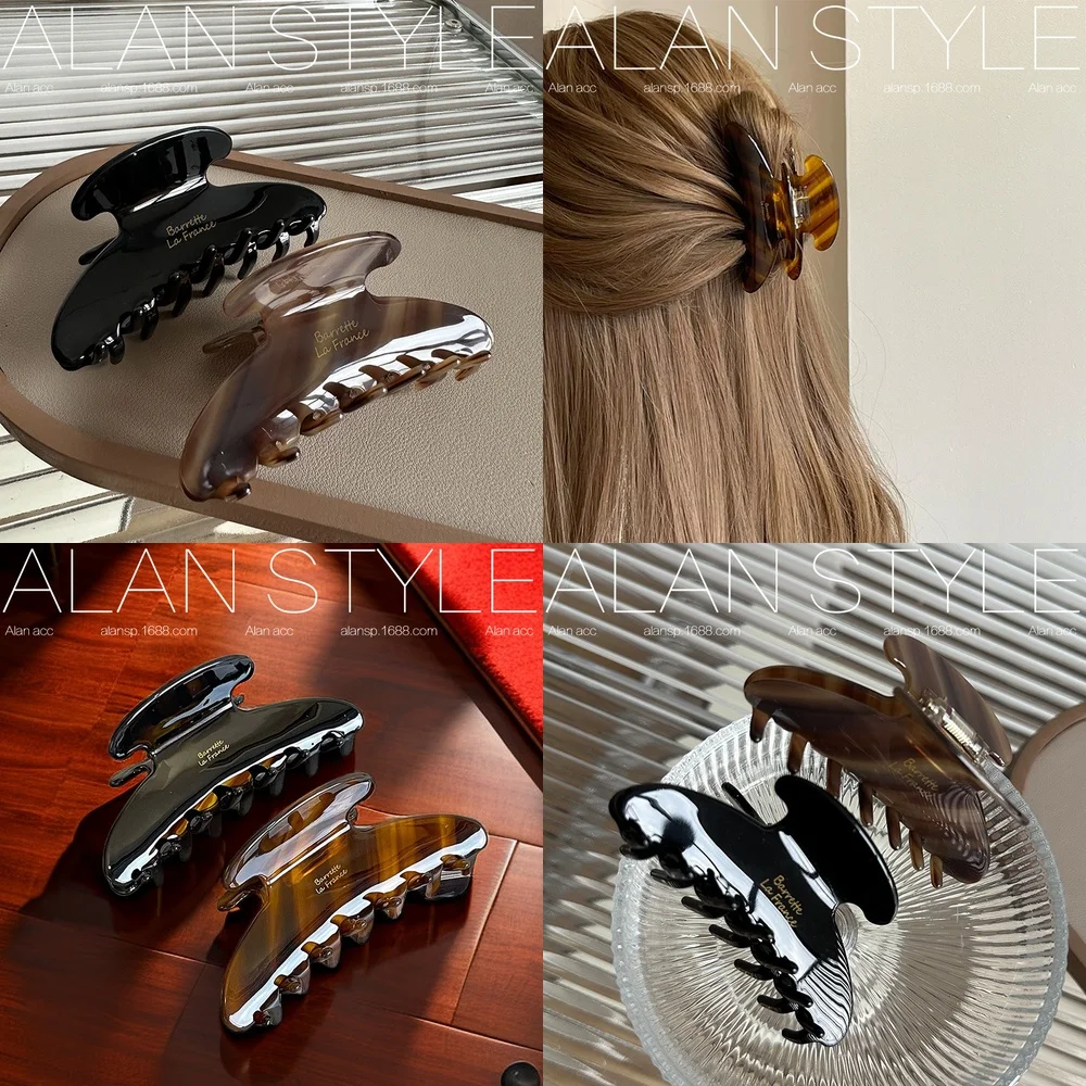 Korean Mira Autumn Winter Accessories Black Medium Acetate Small Claw Clip Elegant Hair Clip for Women with Thin Hair
