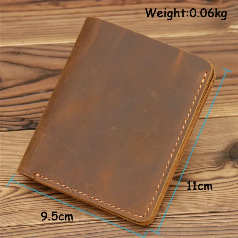 Simple Mad Horse Leather Men's Bag, Real Cow Leather Card Bag, Simple Retro ID Card, Driver's License Zero Mens Wallet