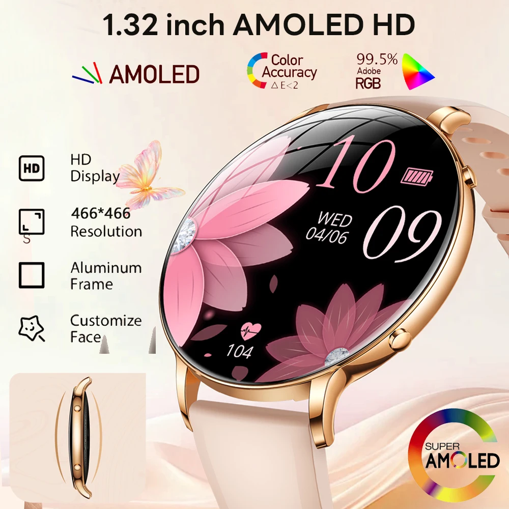 Nuevo Reloj Inteligente AMOLED Ultrafino de 5.93mm para Mujer 2026, Pantalla Siempre Encendida (AOD), Llamadas Bluetooth, Resistente al Agua IP68, Linterna LED, Reloj Deportivo de Moda para Mujer, Enviado Localmente desde Polonia