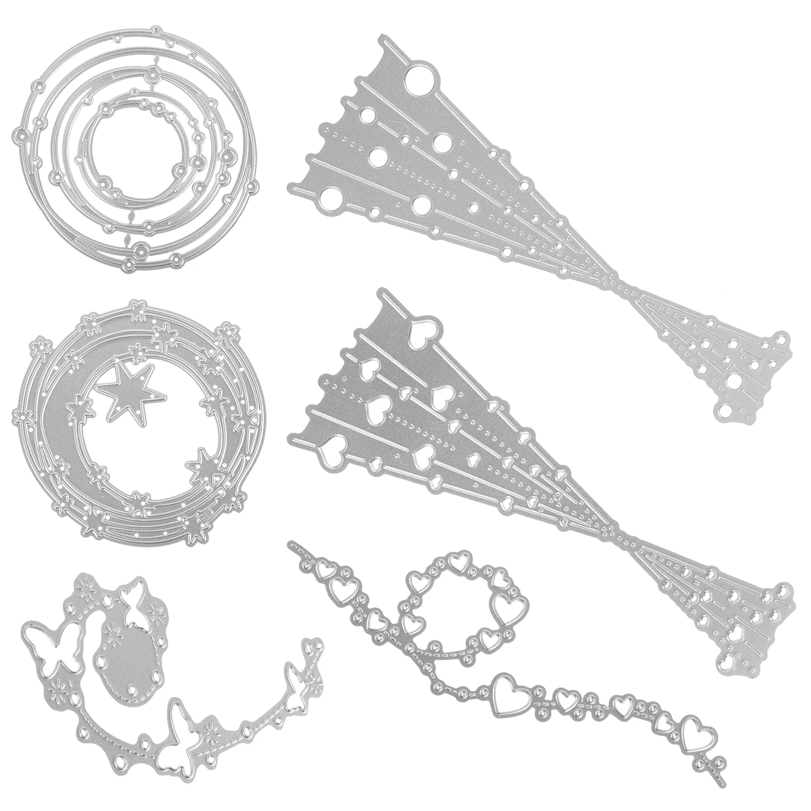 

6pcs Metal Dies DIY Craft Templates Heart Lace Star Scrapbooking Card Making Tools Cutting Dies Storage Containers