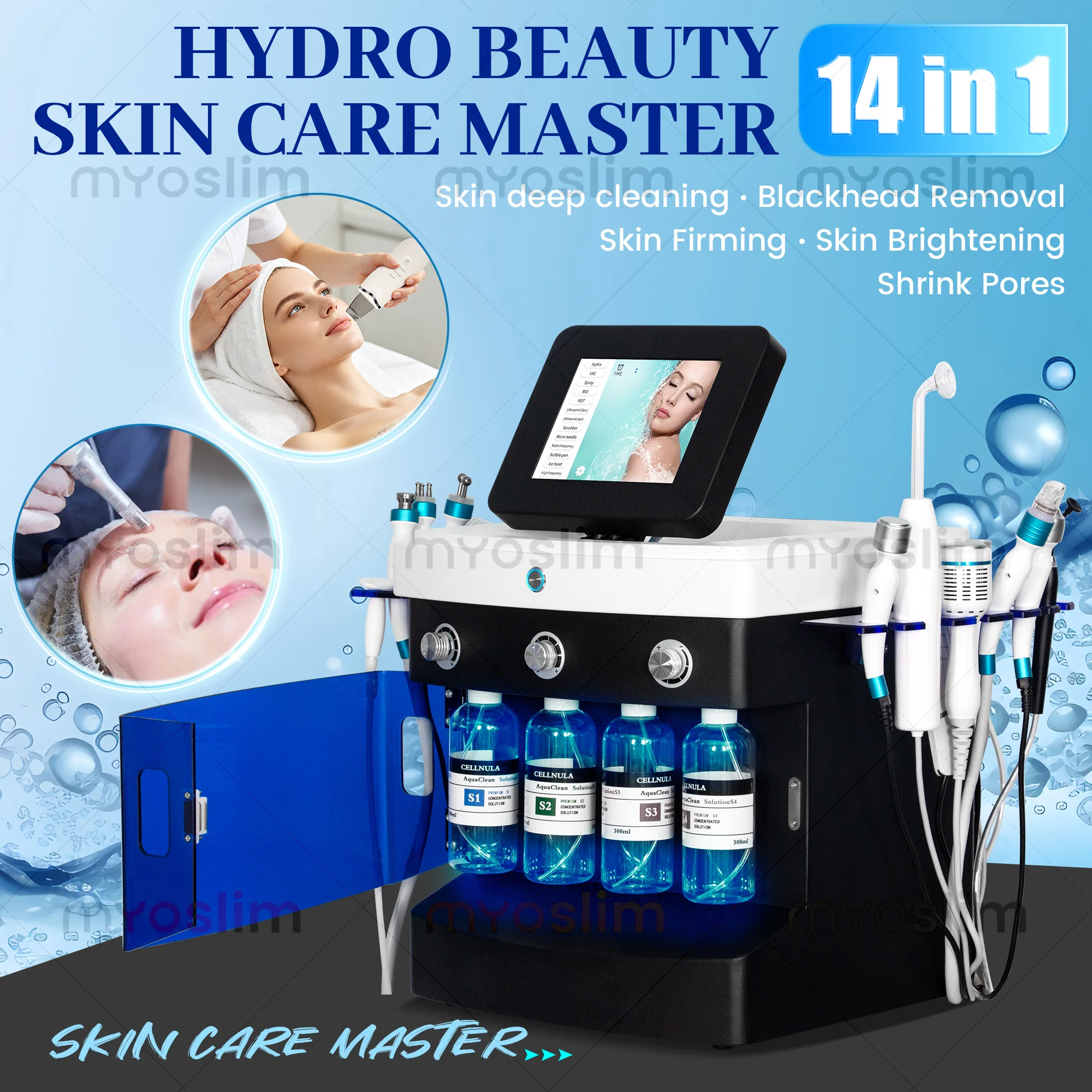 Portable Professional 14 in 1 Aqua Peeling Machine Hydro Oxygen Facial Diamond Dermabrasion Machine Hydro Facials Machine