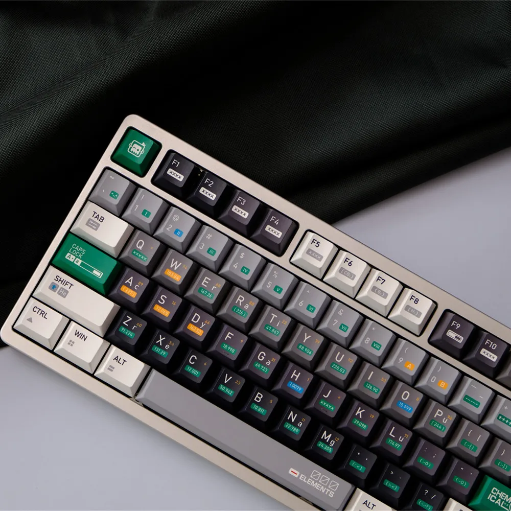 150 Keys Chemistry Keycap PBT Material Cherry Profile Green Grey Key Caps DYE Subbed ISO Enter For Mechanical Keyboard Wooting60