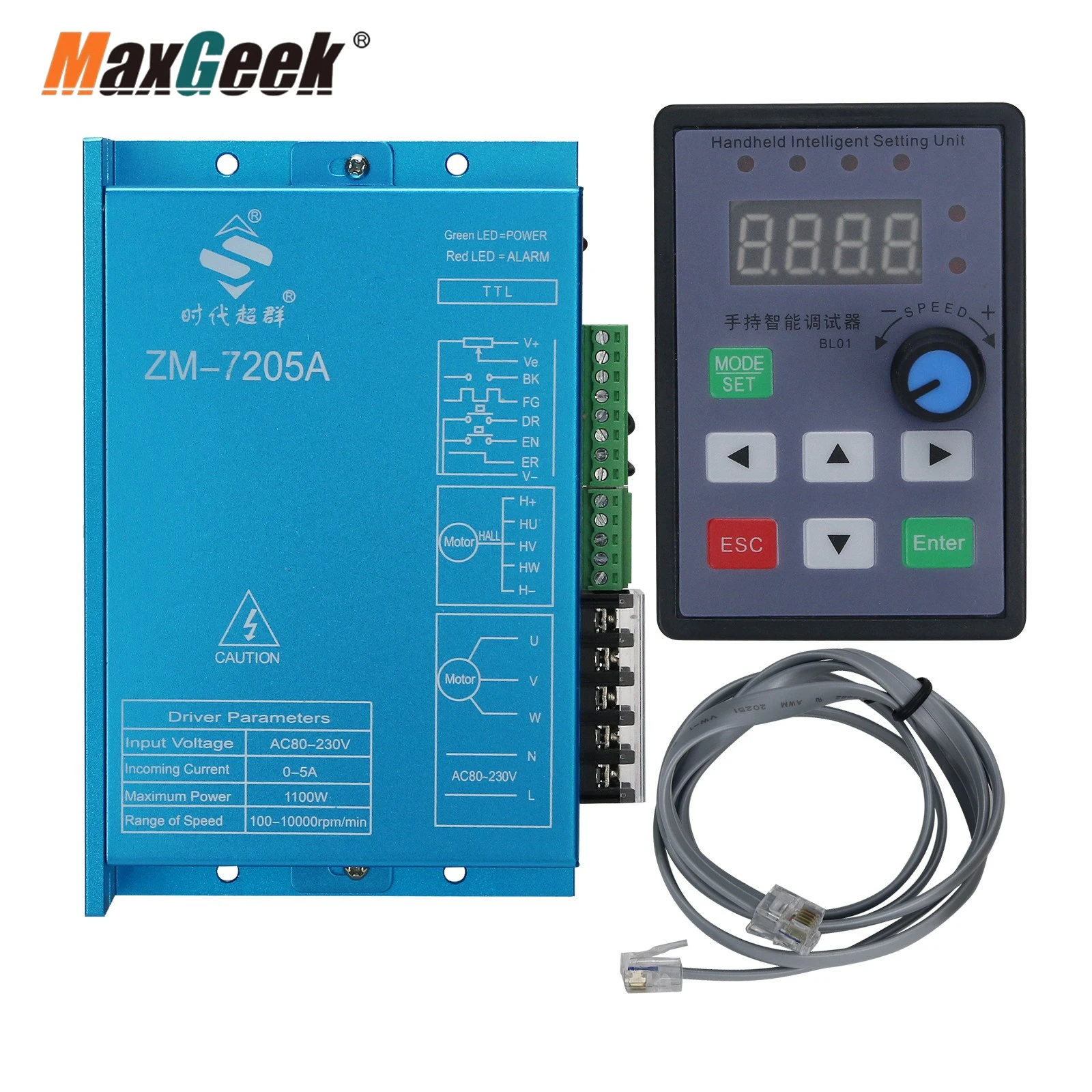 Maxgeek ZM-7205A 310V Brushless DC Motor Driver 220V AC Control with High Voltage High Power