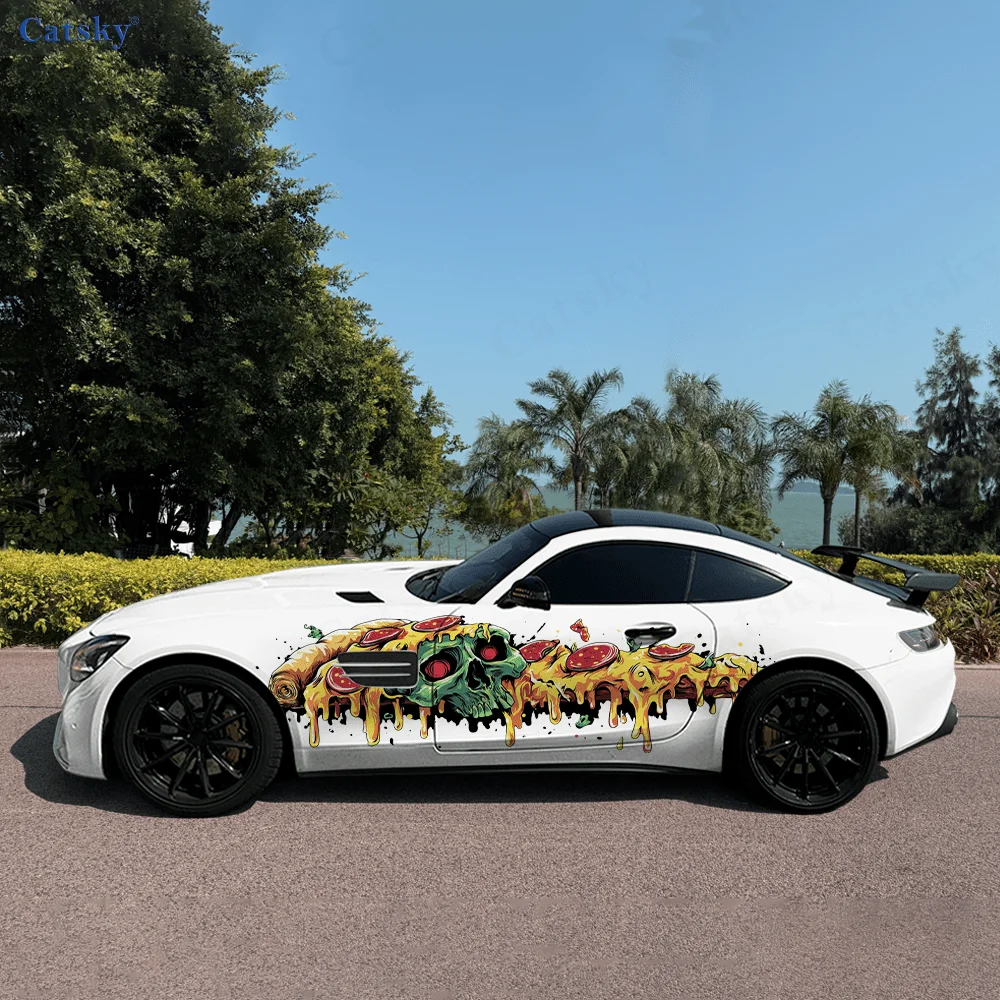 

Жидкая виниловая наклейка с черепом пиццы, крутая автомобильная виниловая наклейка, самоклеящаяся наклейка из ПВХ, подходит для грузовиков, внедорожников, украшения, автоаксессуары, подарок