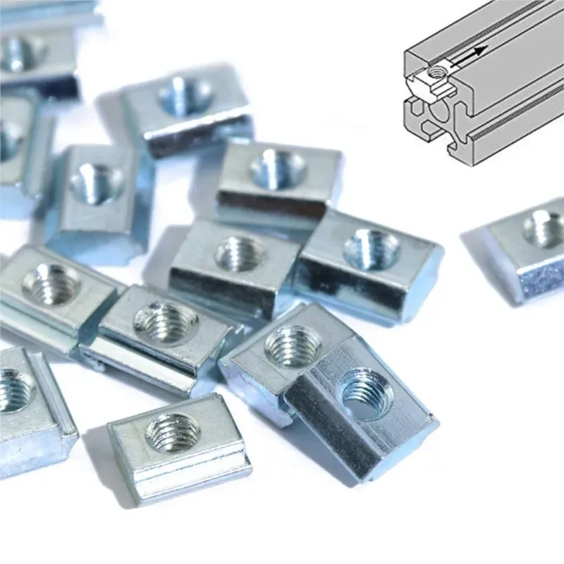 100pcs/set 2020 M3 M4 M5 T Slide Nut  Fastener Galvanized T-Slot Nuts for 20 Series Aluminum Extrusion Profile