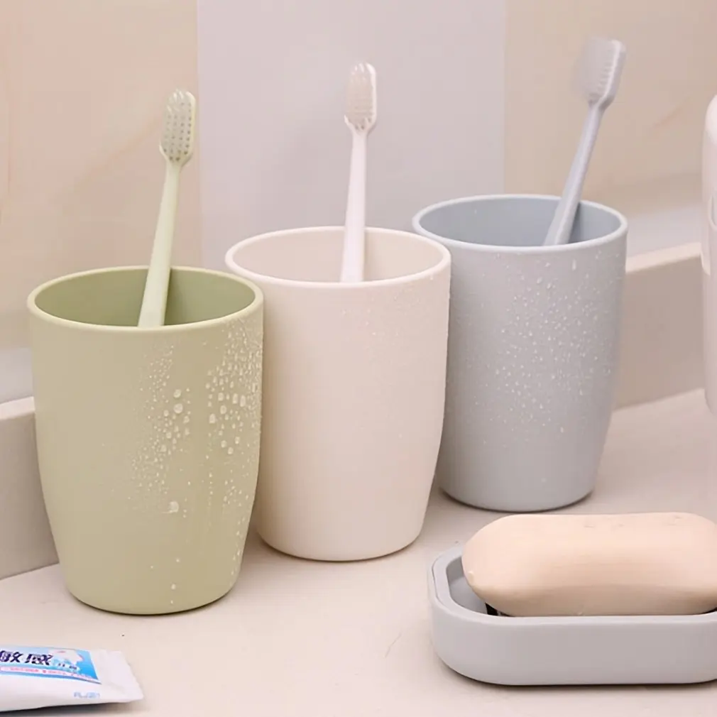 Bathroom Tumblers Plastic Mouthwash Cup Coffee Tea Water Mug Home Travel Simple Solid Color Toothbrush Holder Drinkware Cup