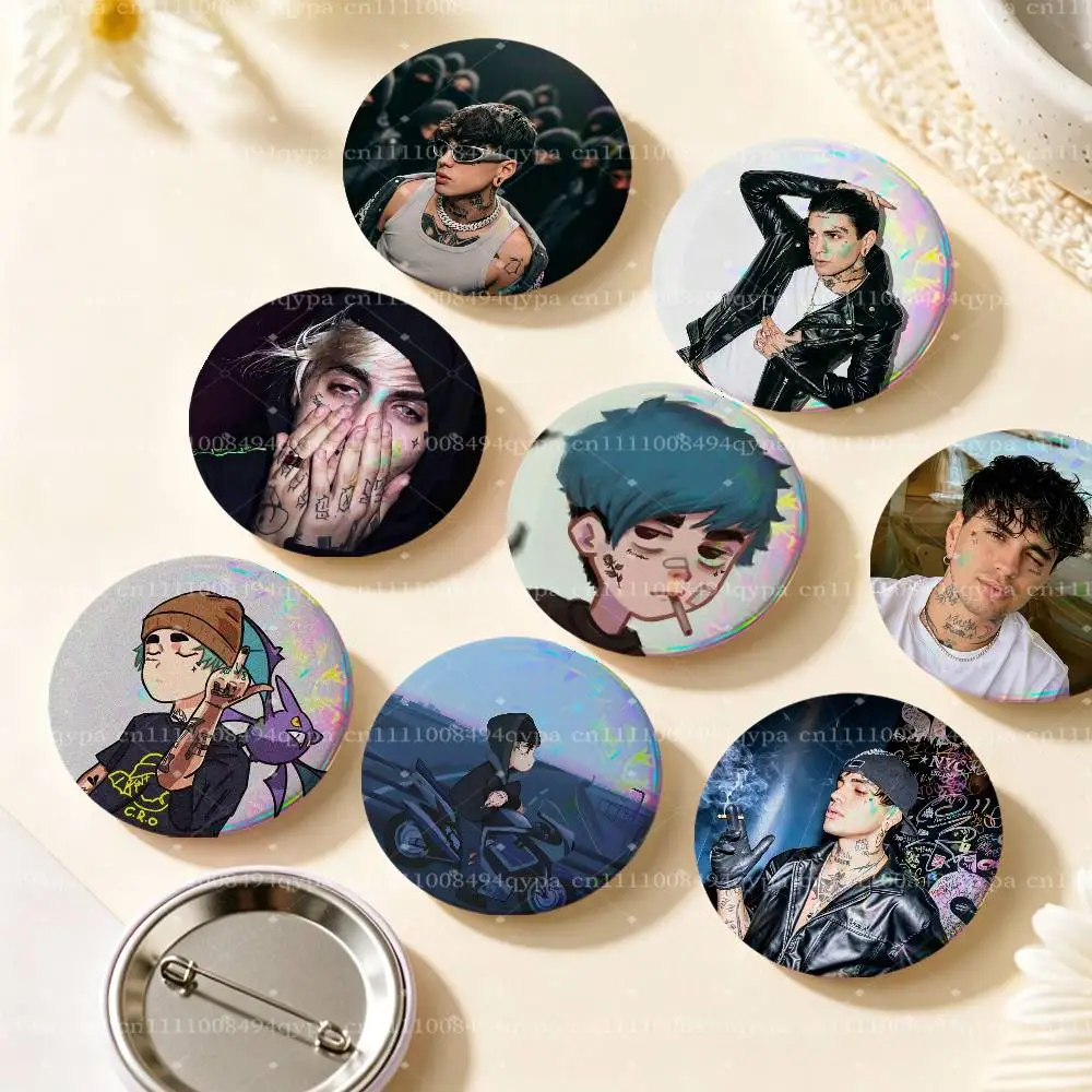 Mala Vida C-C.R.O Button Supplies Round Badge Pins Clothes Decor Metal Pin Back Cover Metal Cover Laser Film