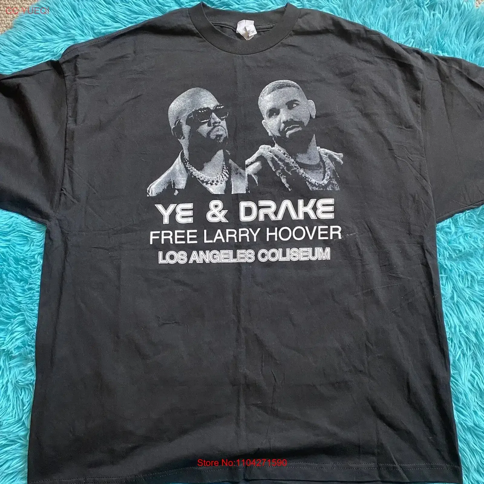 Kanye Ye Drake Free Larry Hoover Los Angeles Coliseum Concert Tour T Shirt vintage Washed graphic Versatile designer clothes